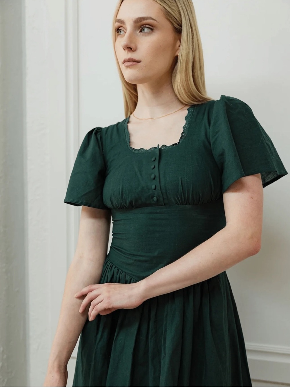 Poet Hymn Dress Forest Green Size XS Corset Cottagecore Renfaire Milkmaid Maxi